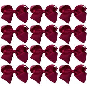 12pc Baby Girls Teens Women Solid 6" Hair Bows